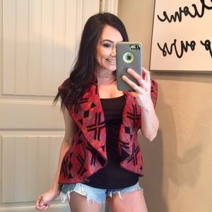 John Paul Richard red thick knit sweater vest S